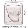 Drikkeglass - hodeskalledesign - dobbel bunn - for vodka / vin / kaffe - 25 ml