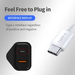 Ładowarka ścienna - wtyczka UK - podwójne porty typ-C / USB - PD - szybkie ładowanie - 20WŁadowarki