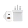 Chargeur mural - prise UK - double ports type-C / USB - PD - charge rapide - 20W