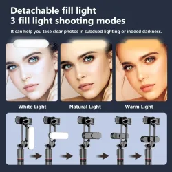 L15 - selfie stick - foldable mini tripod - with fill light - Bluetooth - remote shutterSelfie sticks