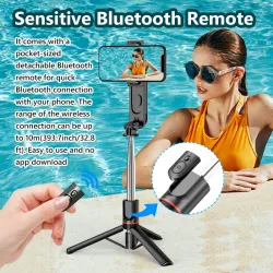 L15 - selfiestang - sammenleggbart ministativ - med fylllys - Bluetooth - fjernutløser