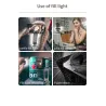 L15 - selfiestang - sammenleggbart ministativ - med fylllys - Bluetooth - fjernutløser