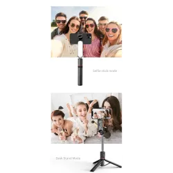 L15 - selfie stick - składany mini statyw - ze światłem wypełniającym - Bluetooth - zdalna migawkaKije do selfie