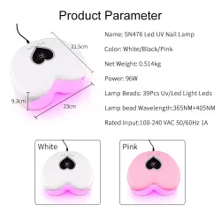 Hjerteformet negletørker - LED - UV - 96W