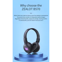 Zealot B570 - słuchawki Bluetooth - zestaw słuchawkowy - wyświetlacz LCD - gniazdo micro-SD - mikrofon - redukcja szumówZesta...