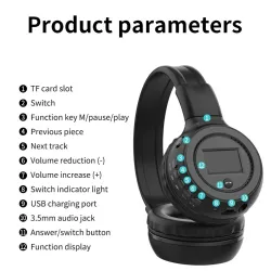 Zealot B570 - Casque Bluetooth - casque - écran LCD - slot micro-SD - microphone - réduction de bruit