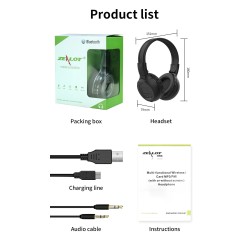 Zealot B570 - fones de ouvido Bluetooth - fone de ouvido - display LCD - slot micro-SD - microfone - redução de ruído