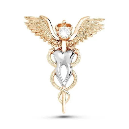 Dent / ailes / cristal - broche dentiste