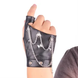 Fingerløs skinnhanske - med nagler / kjeder - punk stil - unisex