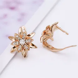 Orecchini fiore d'oro con cristalli