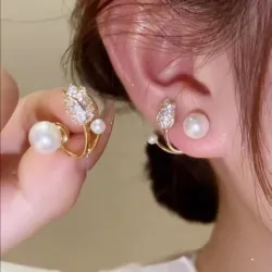 AretesTulipán / perla - pendientes de botón
