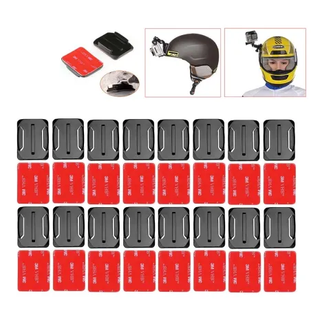 Accessoires de casque - pour GoPro - base de montage incurvée - autocollants adhésifs - 16 pièces