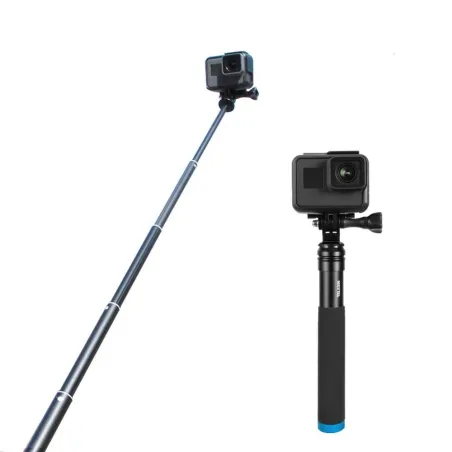 Perche à selfie portable extensible - perche télescopique - alliage d'aluminium - pour GoPro / Xiaoyi / SJCAM