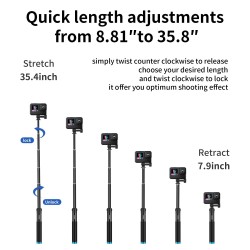 Extendable handheld selfie stick - telescoping pole - aluminum alloy - for GoPro / Xiaoyi / SJCAMSelfie sticks