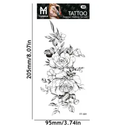 Mustat kukat - väliaikainen tatuointi - tarra
