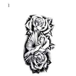 Schwarze Rosen / Blumen - temporäres Tattoo - Aufkleber