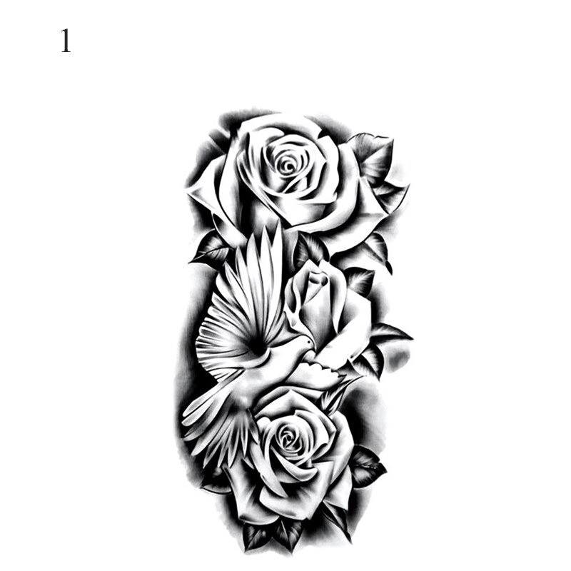 Rosas negras / flores - tatuagem temporária - adesivo