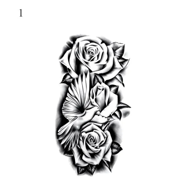 Svarte roser / blomster - midlertidig tatovering - klistremerke