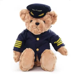 Pilot / captain teddy bear - flight attendant - plush toyCuddly toys