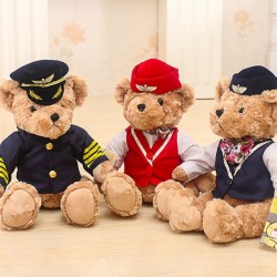 Pilot / kaptajn bamse - stewardesse - plys legetøj