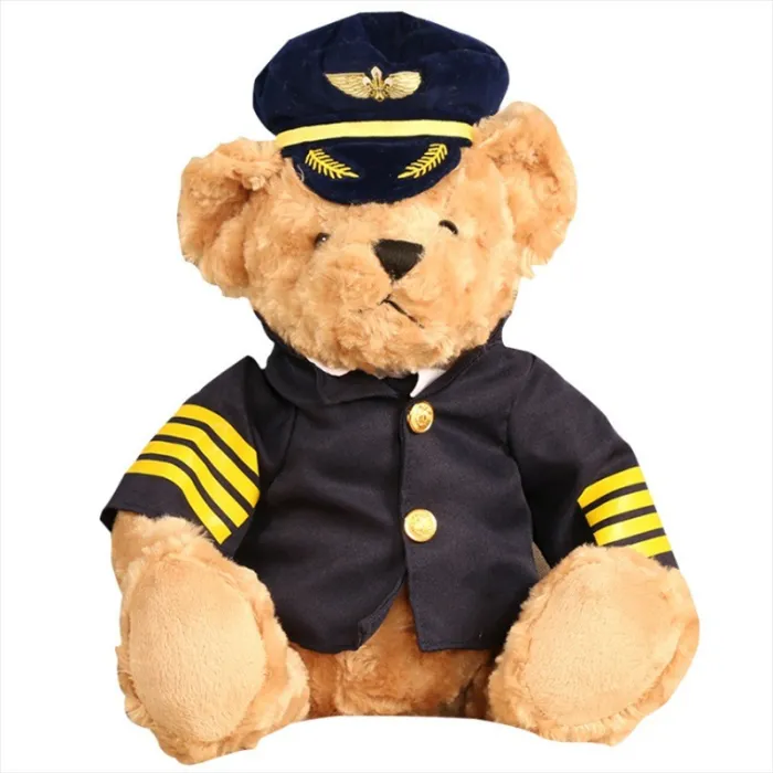 Pilot / kaptajn bamse - stewardesse - plys legetøj