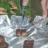 Sammenleggbart servise i rustfritt stål - skje / kniv / flaskeåpner - camping / reisesett