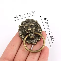 Legert løvehode - antikke møbelhåndtak - 67 * 43mm - 1 stk