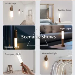 LED-Wandleuchte aus Holz - Infrarot- / Nachtsensor - kabellos - USB-Aufladung