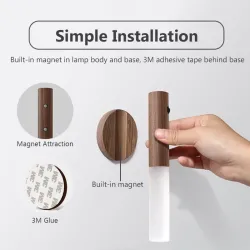 LED-Wandleuchte aus Holz - Infrarot- / Nachtsensor - kabellos - USB-Aufladung