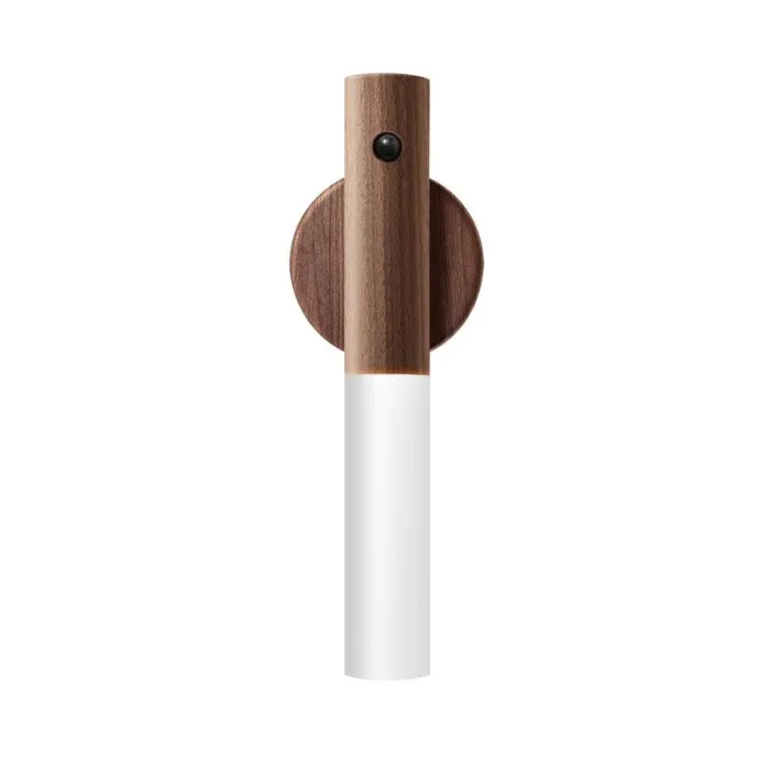 LED træ væglampe - infrarød / nat sensor - trådløs - USB opladning