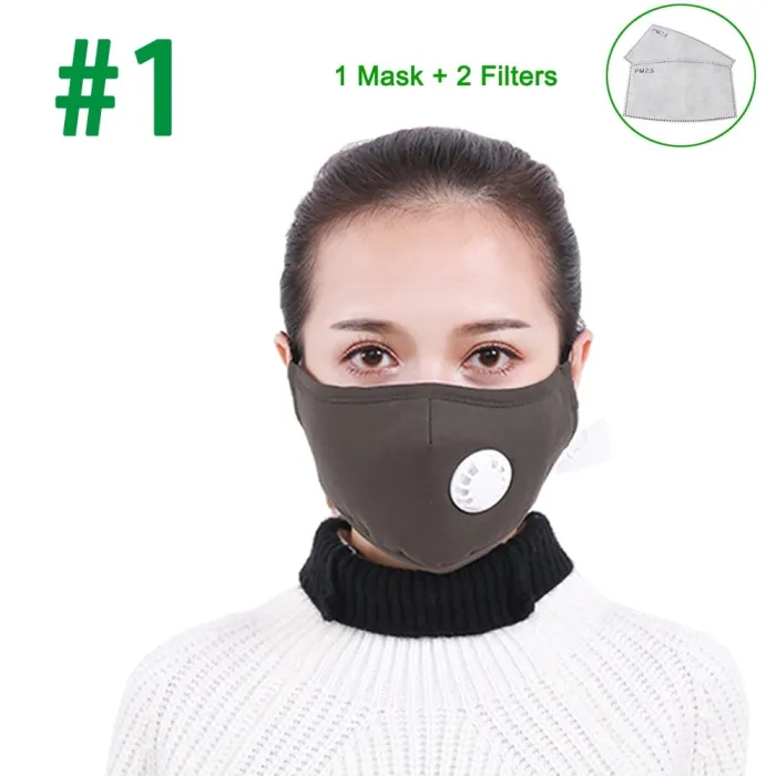 Masque de protection visage / bouche - filtre à charbon actif PM25 - valve à air