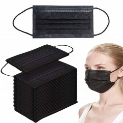 Skyddande ansikts-/munmask - engångs - svart - 50 st