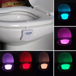 Luz noturna LED - lâmpada de toalete - sensor de movimento - 8 cores