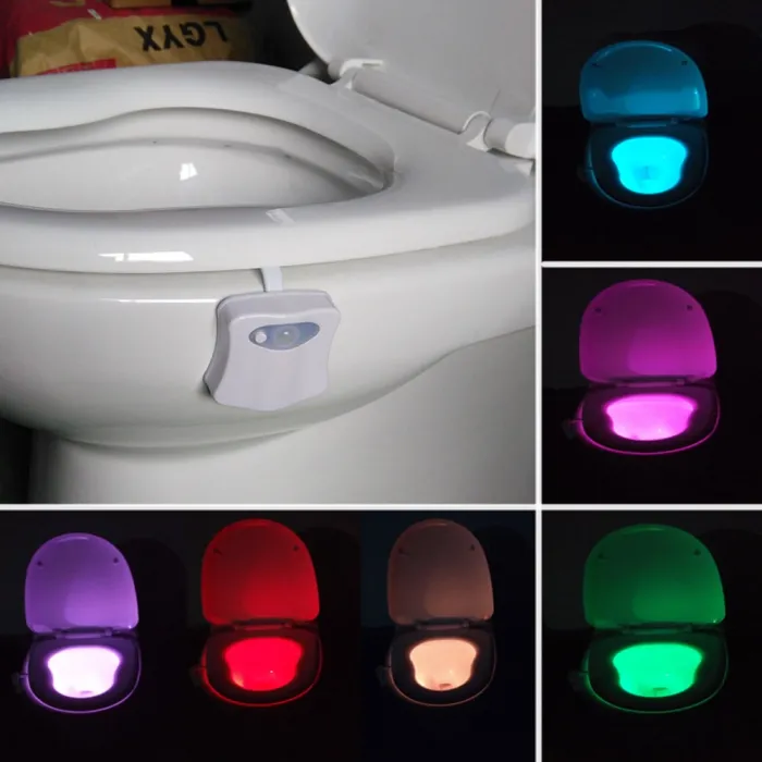 LED nattlys - toalettlampe - bevegelsessensor - 8-farger