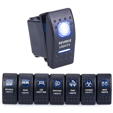 Bilbryterlys - LED vippebryter - vanntett - 12V / 24V