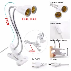 Plant grow lamp - dual head - hydroponic - full spectrum - with desk clip - 290 LED - E27Grow Lights