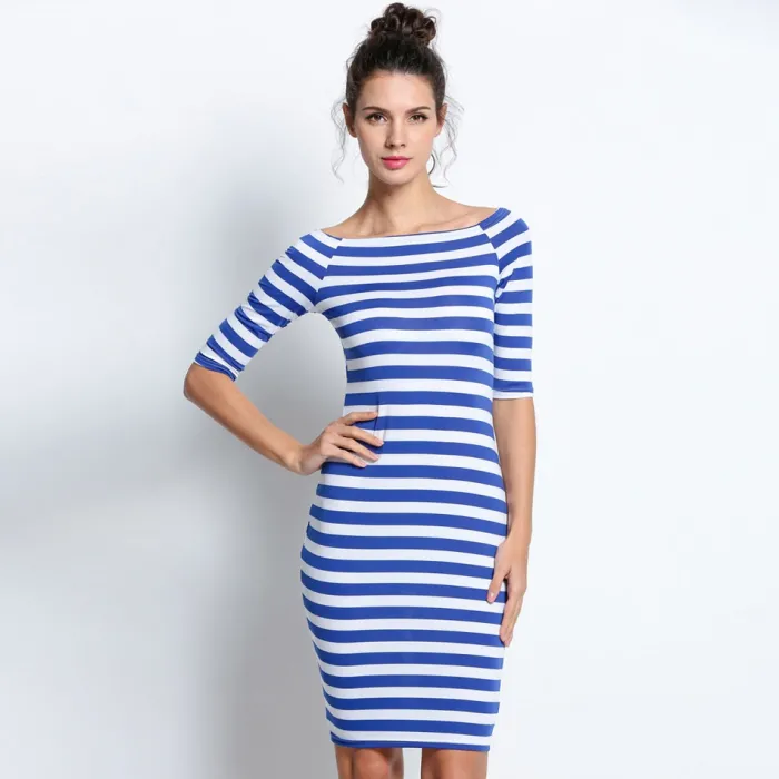 VestidosVestido a rayas con hombros descubiertos - slim