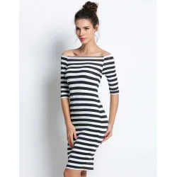 Off shoulder striped dress - slimDresses