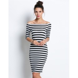 Off shoulder striped dress - slimDresses