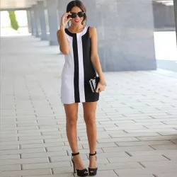 VestidosMini vestido sin mangas - rayas negras / blancas - tallas grandes