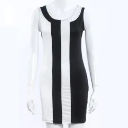VestidosMini vestido sin mangas - rayas negras / blancas - tallas grandes