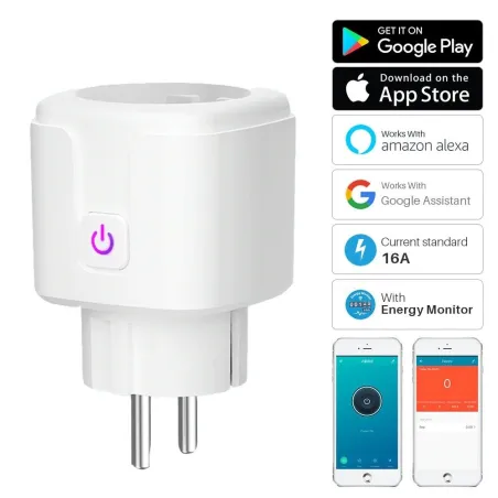 16A - Wi-Fi - Plugue inteligente - tomada com monitor de energia - Assistente Alexa / Google