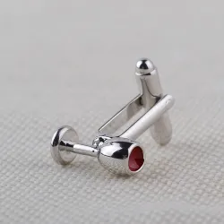 Verre à vin / bouteille - boutons de manchette en argent