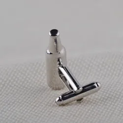 Verre à vin / bouteille - boutons de manchette en argent