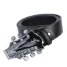 Læderbælte med metalguitarformet spænde