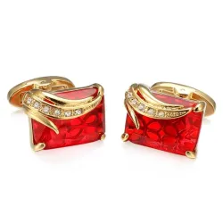 Abotoaduras quadradas luxuosas - cristal de vidro / strass