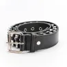 Czarny skórzany pasek - z nabojami / nitami - unisex - 110 cmPaski