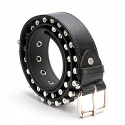 Cintura in pelle nera - con proiettili/rivetti - unisex - 110 cm