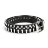 Black leather belt - with bullets / rivets - unisex - 110 cmBelts