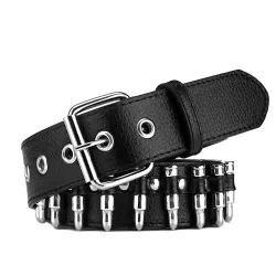 Musta nahkavyö - luoteilla / niiteillä - unisex - 110 cm